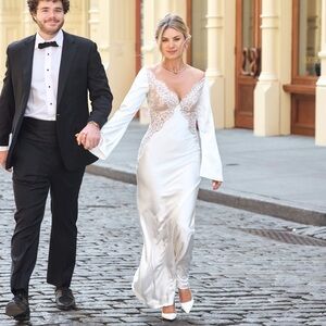 Bridal silk & lace dress